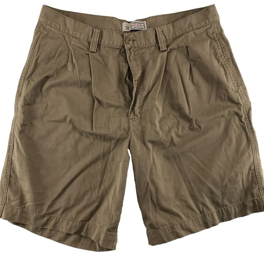 Arizona pleated shorts men's 38 brown‎ Chino style cotton